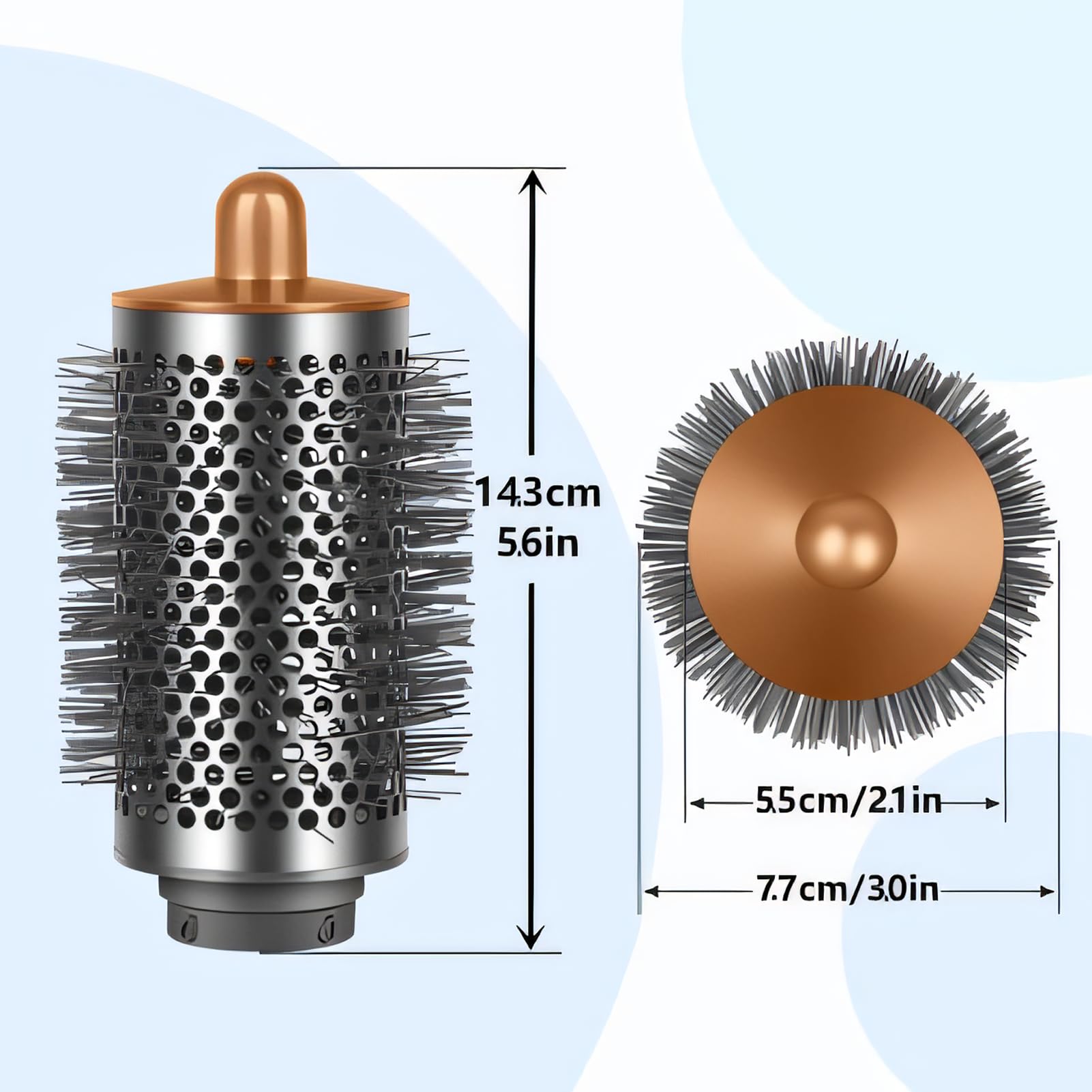 Cepillo voluminizador redondo para Dyson Airwrap HS01/HS05/HS08, Grande, Cepillo voluminizador para pelo liso, dorado