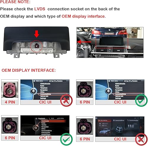 Miniatura 13 de PEMP Pantalla Linux para BMW Serie 3 F30 NBT CIC System, compatible con CarPlay Android Auto inalámbrico con una cámara 720P AHD Revers 2012-2017