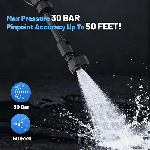 Miniatura 5 de Lavadora recargable de alta presión, lavadora de alta presión de 21 V, lavado de autos portátil de alta presión de 680 PSI con pistola de espuma de