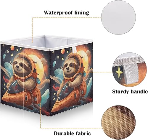 Miniatura 4 de Kigai Cubo de almacenamiento de perezoso, cubos de almacenamiento plegables de tela de 11 x 11 x 11 pulgadas, canastas de almacenamiento portátiles