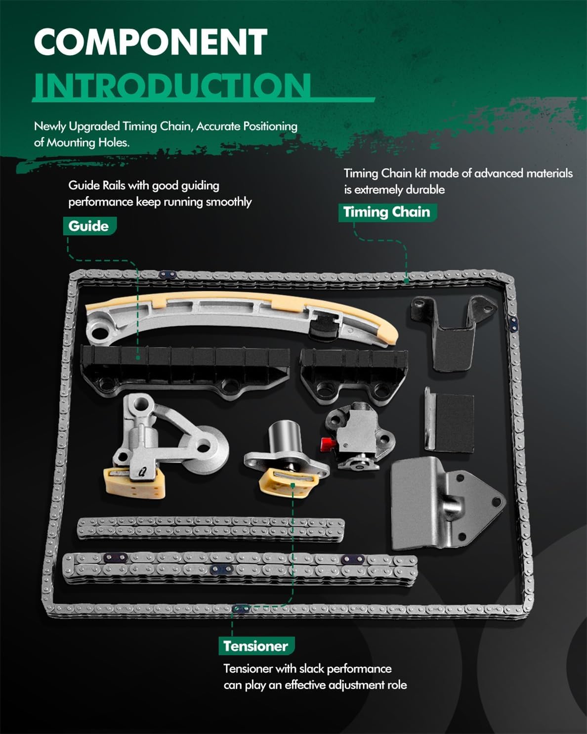 SCITOO Engine Timing Chain Kit Sets Replaces for Suzuki for Chevy Grand Vitara XL-7 Tracker Vitara 2.7L 2.5L TK10000WP TKSK010NG