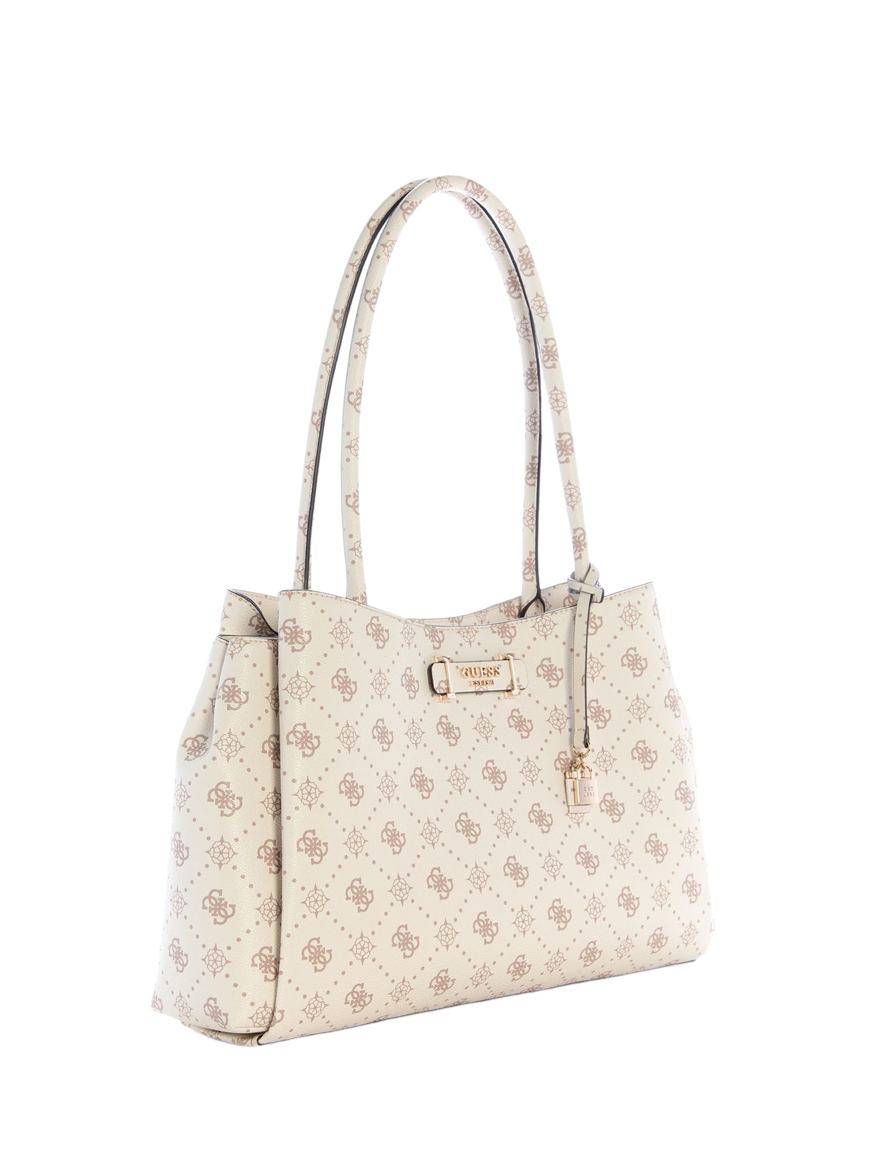 GUESS bolso de hombro Carrie Logo Girlfriend Carryall Vanilla Logo crema