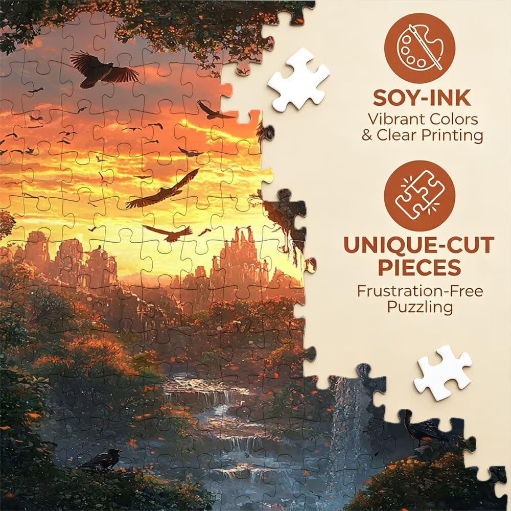 Puzzle 4000 sztuk, zachód słońca wodospad puzzle dla dorosłych 4000, drewniane puzzle, klasyczne gry edukacyjne, niemożliwe wyzwanie, rodzina gier, kreatywny prezent DX0YL1-903