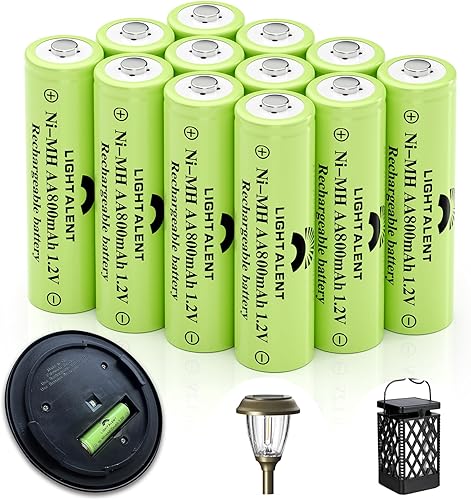Lightalent Ni-MH - Baterías recargables AA, doble A de alta capacidad, 1.2 V, precargadas para paisajismo de jardín, luces solares al aire libre,
