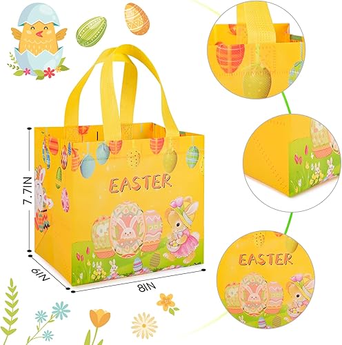 Miniatura 9 de Iioscre 8 bolsas de caza de huevos de Pascua, bolsas de regalo, cesta de Pascua reutilizable con asas, bolsas de regalo de Pascua no tejidas para