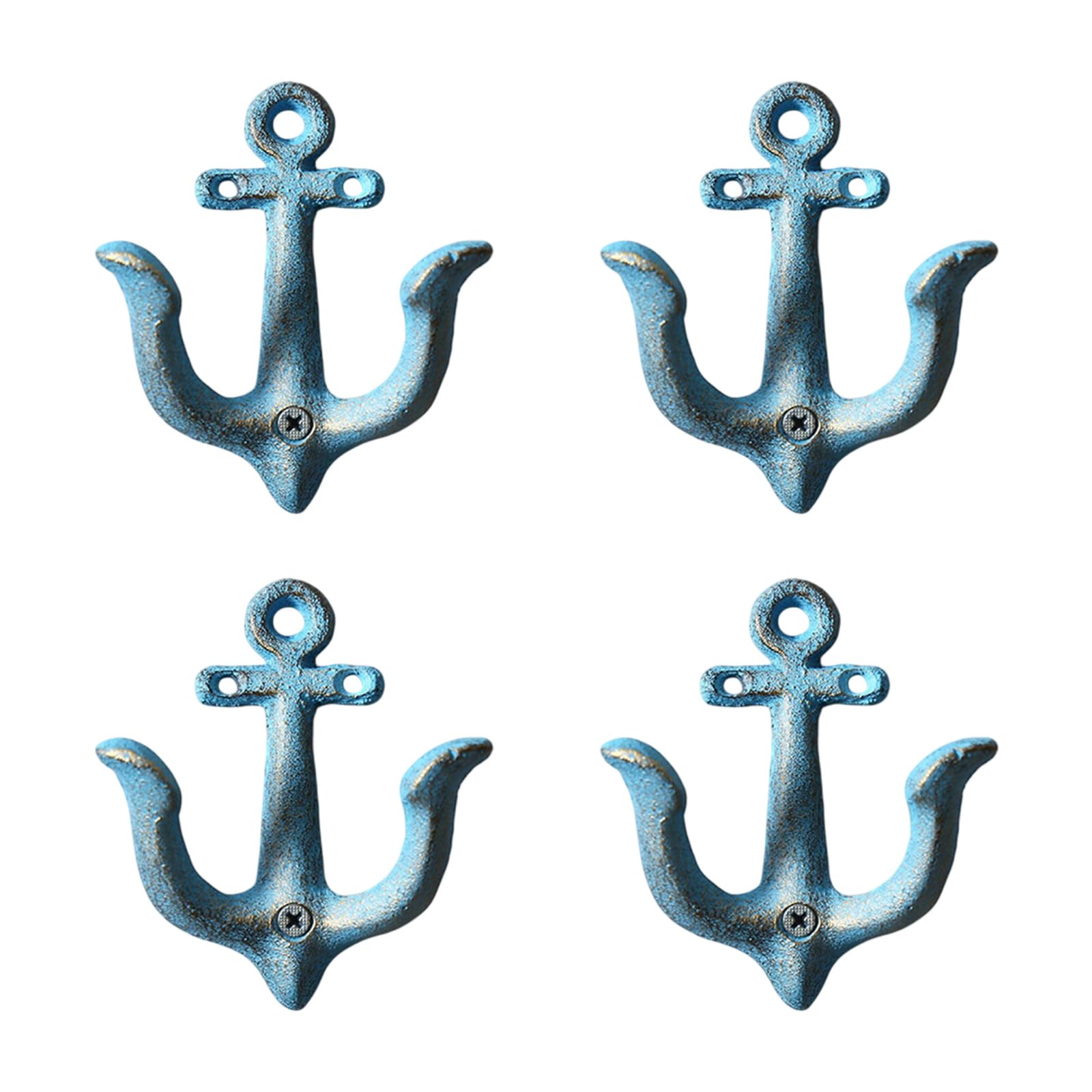 Piceioep Bucolic Iron Anchors Shape Wall Hooks for Coastal Themed Decors Heavy Duty Entryway Hangers Homes Organization Marine Themed Wall Organizers
