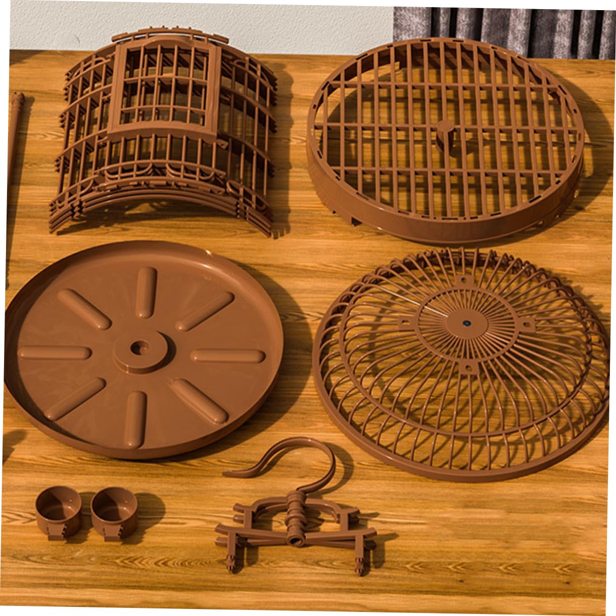 STOBAZA Gabbia per Uccelli Rotonda Grande in Plastica Vintage, Gabbia da Viaggio Portatile per Parrocchetti, Inseparabili e Calopsitte, Fondo Rimovibile per Uso Interno ed Esterno
