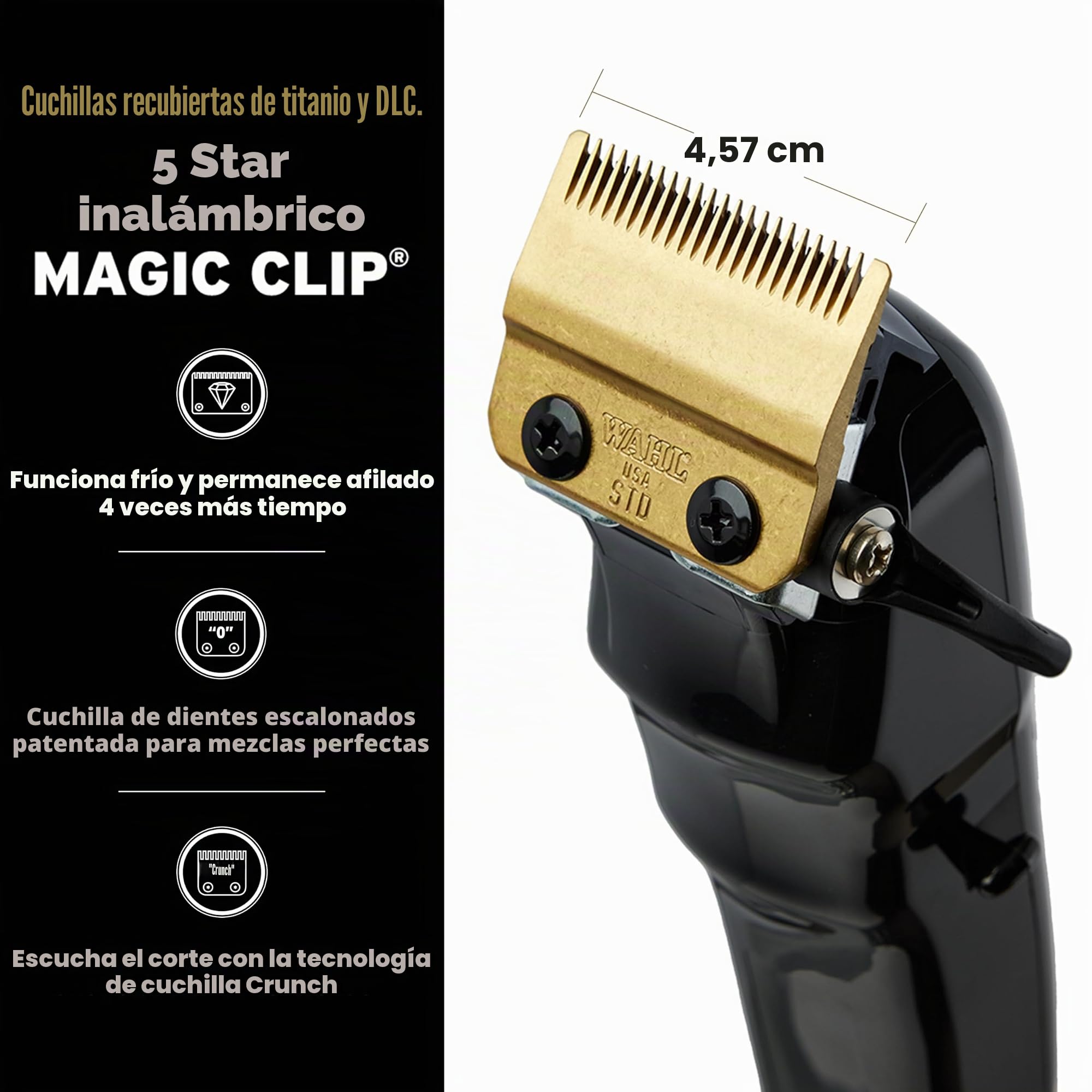 Wahl Paquete de cortadora y recortadora inalámbrica Barber Combo™, hoja recubierta de diamante de titanio, batería de litio de larga duración, calidad de salón y peluquería, motor potente, máxima