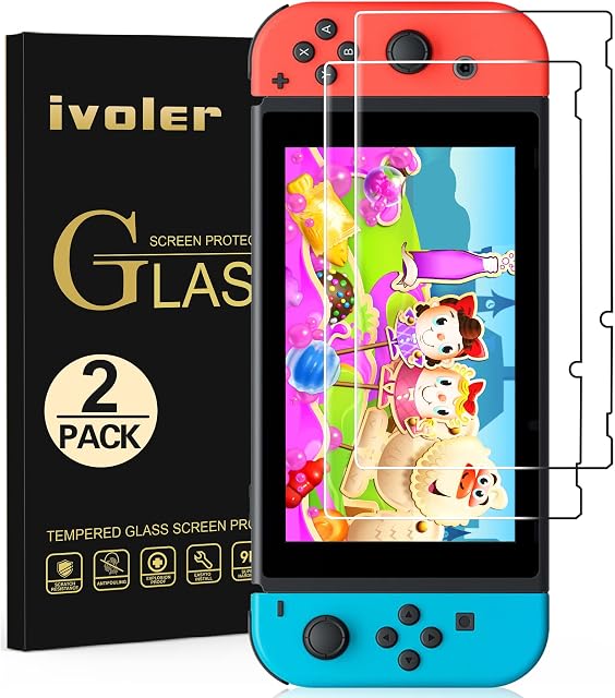 ivoler [2 Pack] Compatible with Nintendo Switch Screen Protector, [Tempered Glass] Film for Nintendo Switch - [9H Hardness] [Anti-Scratch] [Crystal Clear] [No-Bubble Installation]