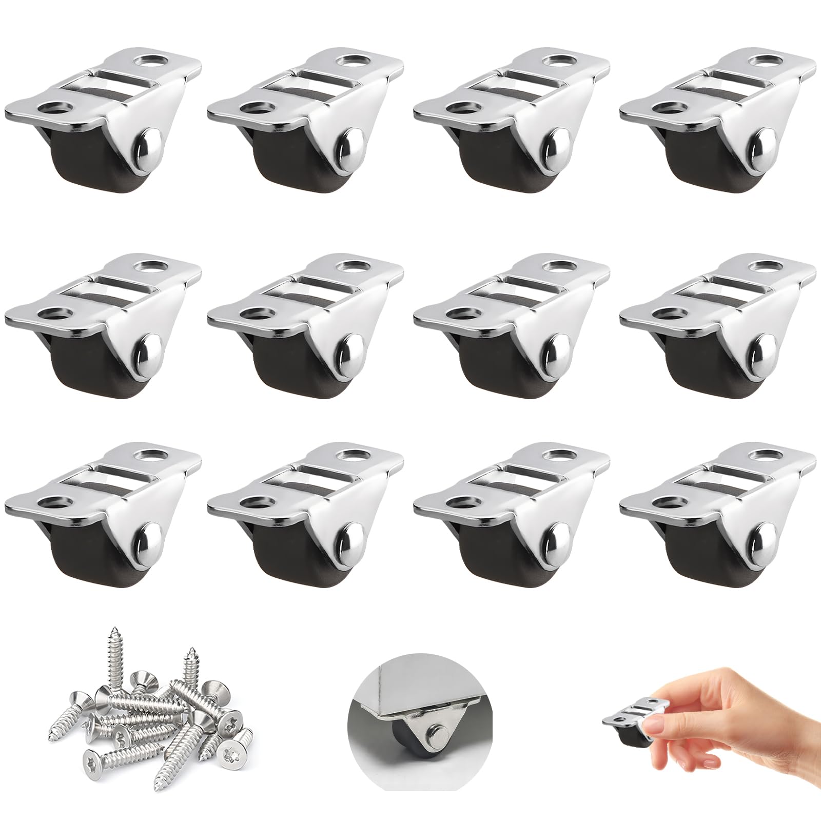 12 Pack Mini Furniture Castor Wheels,1.2cm Small Furniture Rollers