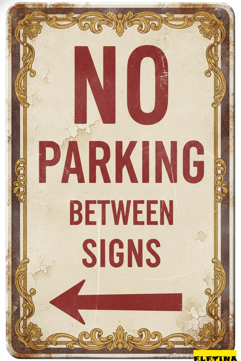 No Parking Between Signs Metal Caution Warning Sign High Way Fence Yard Street Decor 8x12in