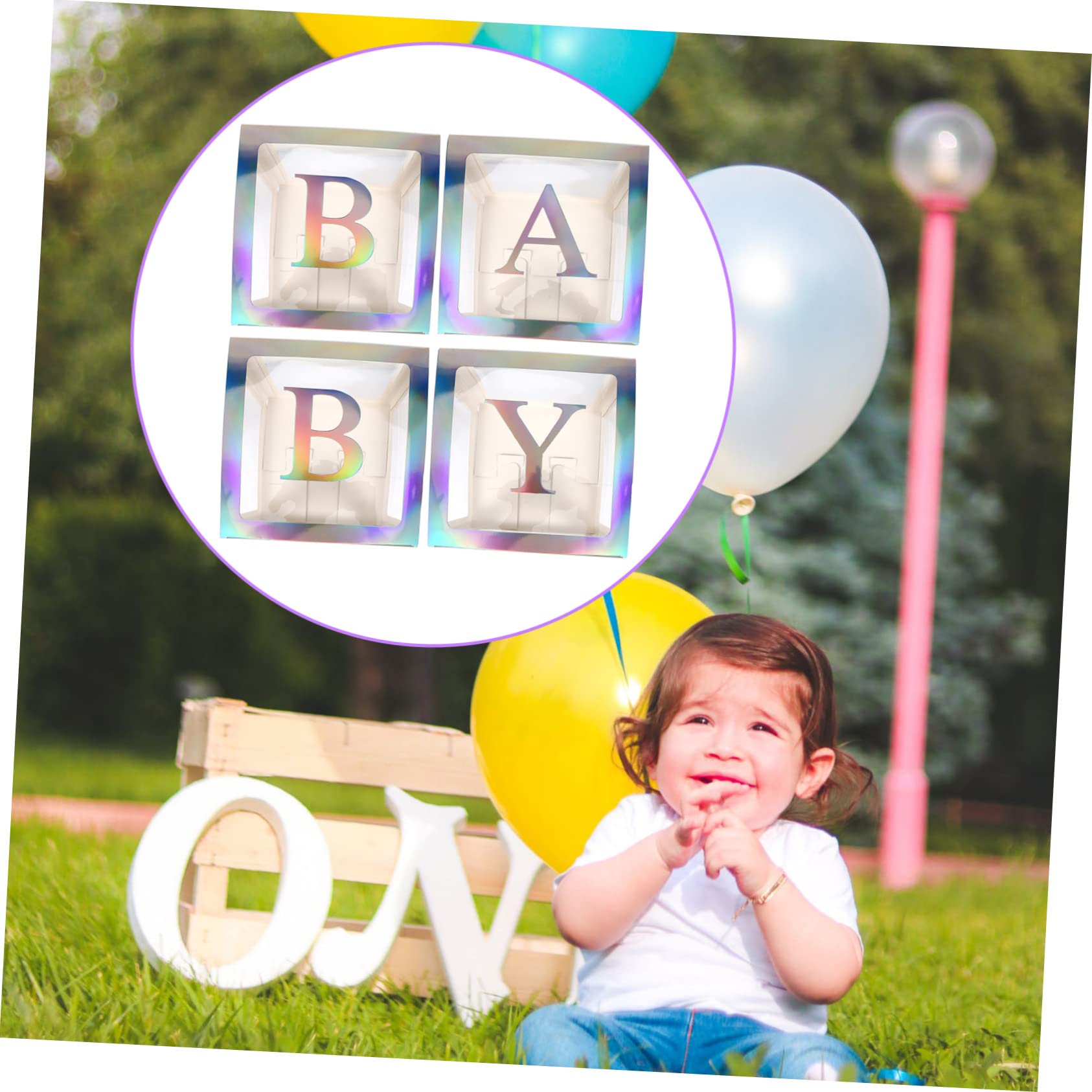 Transparente Babyparty Boxen aus Papier mit Silber Buchstaben