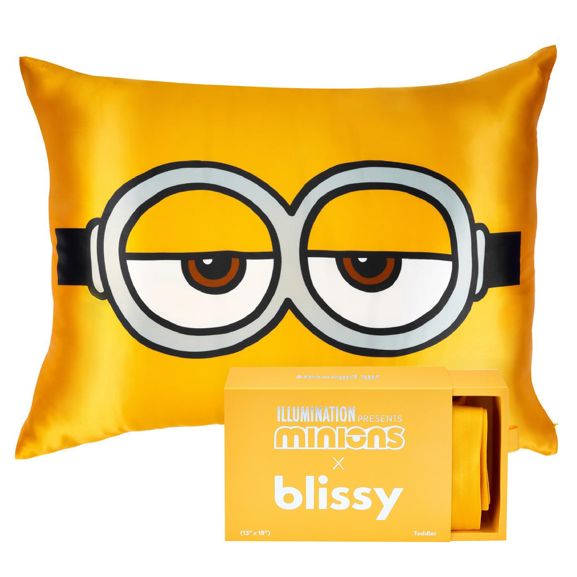 Blissy Toddler Silk Pillowcase - 100% Pure Mulberry Silk - 22 Momme 6A High-Grade Fibers - Soft and Gentle Silk Pillowcase for Kids Hair and Skin (Junior Standard, Minion)