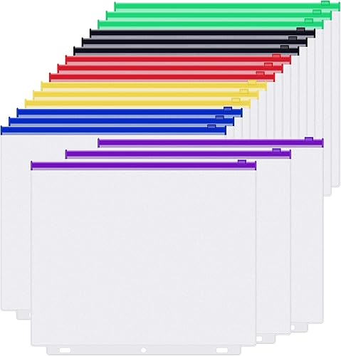 Antner - 18 bolsillos para carpetas de 3 agujeros, para carpetas de 3 anillas, bolsas de hojas sueltas, impermeables, de PVC, 6 colores