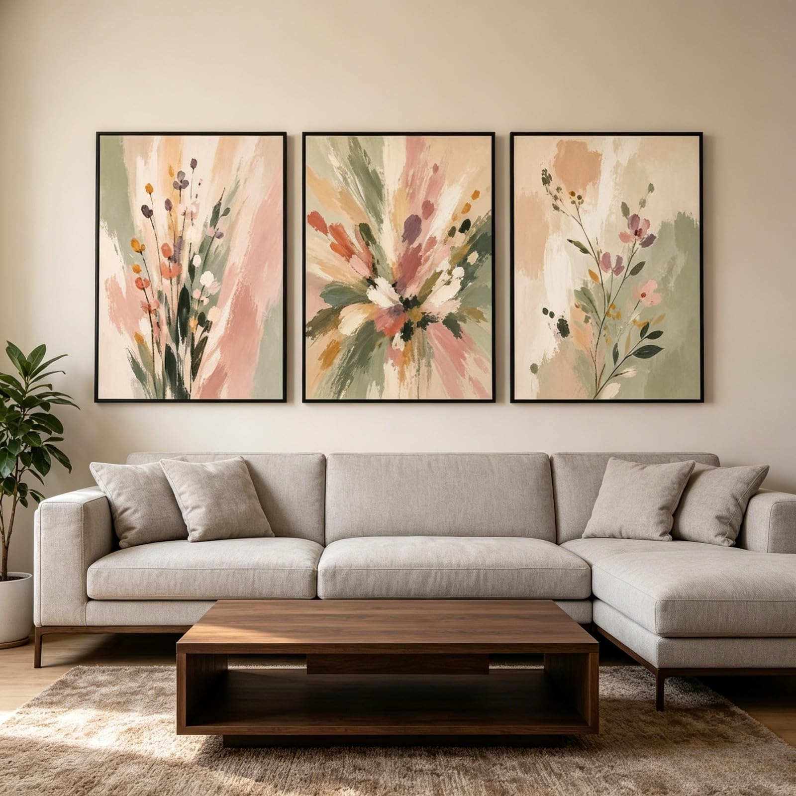 JORCEDI 3-piece Poster Set, Abstract Watercolour Poster Set, Colourful Floral Art Prints, Modern Floral Art Prints, for The Living Room, Bedroom, Office or Hallway, Unframed (40x50cm)