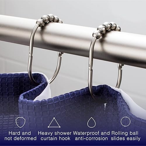 Miniatura 4 de 2lb Depot Amplia Cortina De Ducha Anillosganchos Set decorativos cepillado Acabado de níquel satinado rodillos de Easy Glide 100 acero inoxidable