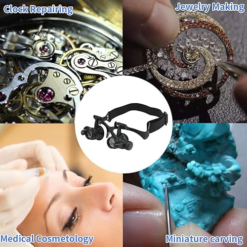 Miniatura 6 de Beileshi Lupa de reparación de relojes, lupa, joyero, juego de herramientas con luz LED con 8 lentes intercambiables, 2.5X 4X 6X 8X 10x 15x 20x 25x