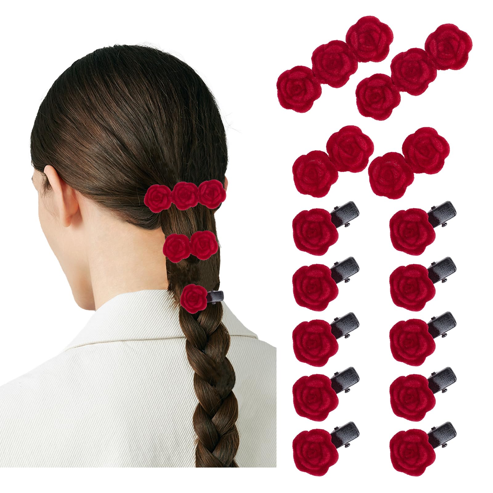 Forcine Per Capelli A Forma Di Rosa - Set Da 10, Bordeaux E Nero, Per Acconciature Eleganti - Foto 3