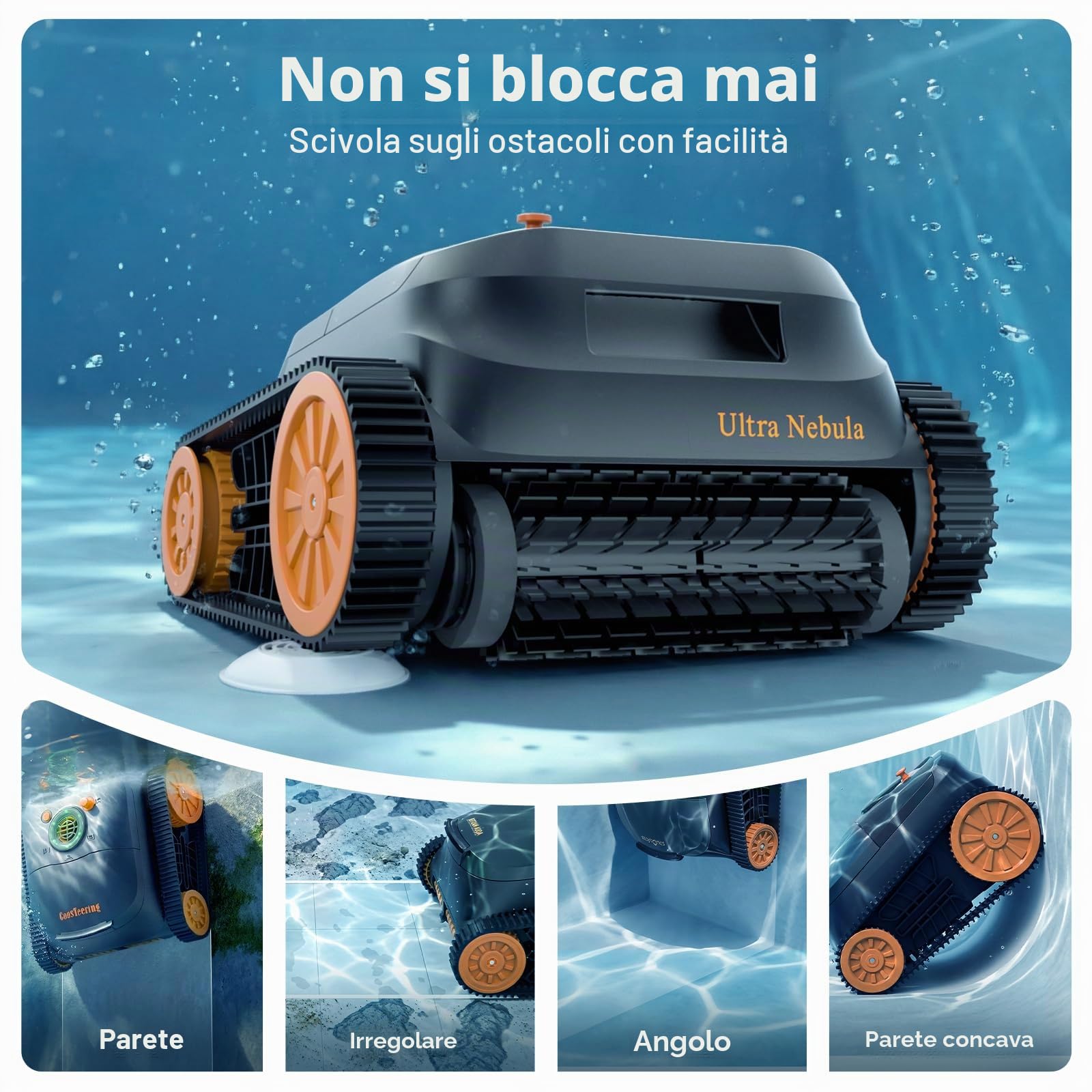 (2026 Upgraded) Robot Piscina Fuori Terra e Pareti, 3 Motori brushless, 21 m³/h, 180 min di autonomia, Navigazione Intelligente, aspirapolvere per Piscina Fondo e pareti Fino a 300m²