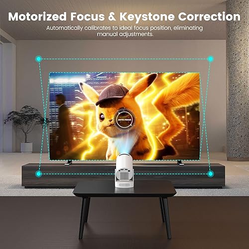 Miniatura 4 de Mini proyector portátil 4K con WiFi6.2 y Bluetooth5.4, proyector de video soporte 5w altavoz base de sonido, rotación de 210, Android 11, Keystone