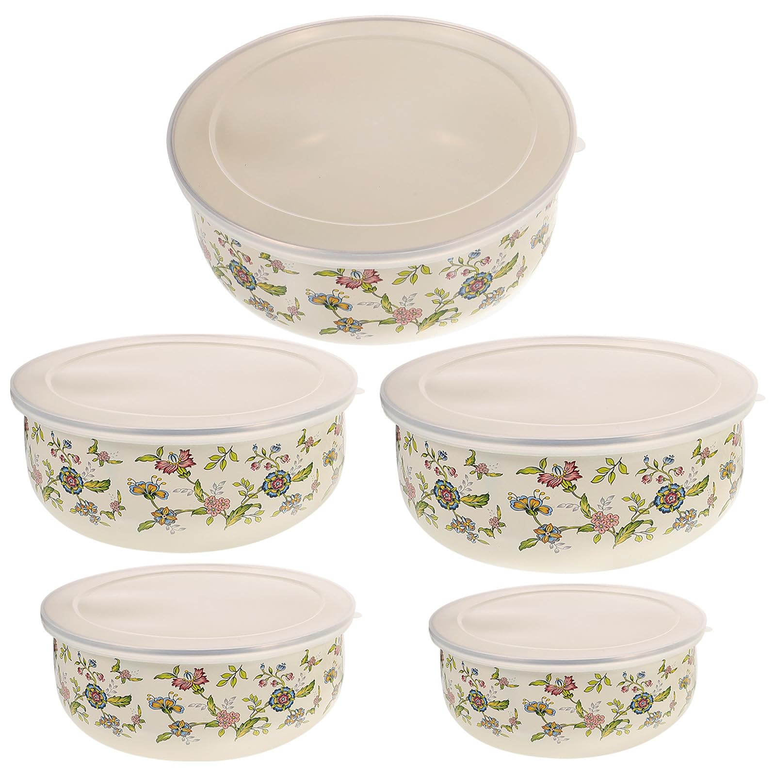 Bols en émail ronds VANZACK : lot de 5 saladiers hermétiques pour la cuisine