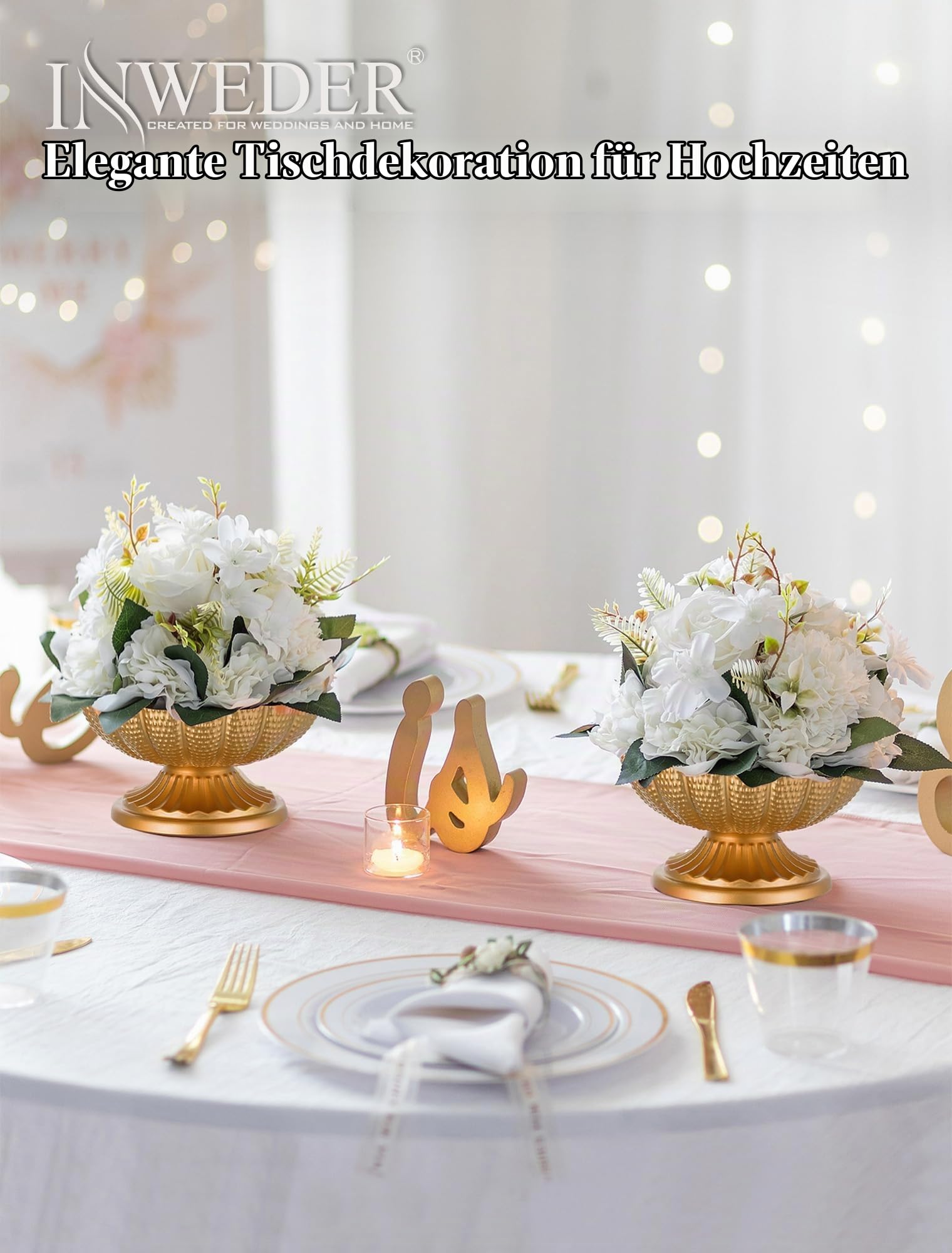 Gold Metall Blumenvase für Tischdeko: 6 Stück Vintage Klein Vase | 9,5 cm Hoch, Schalenförmiges Design, Gehämmerte Oberfläche, für Hochzeit, Party, Weihnachten, Herbst, Mittelstück Deko