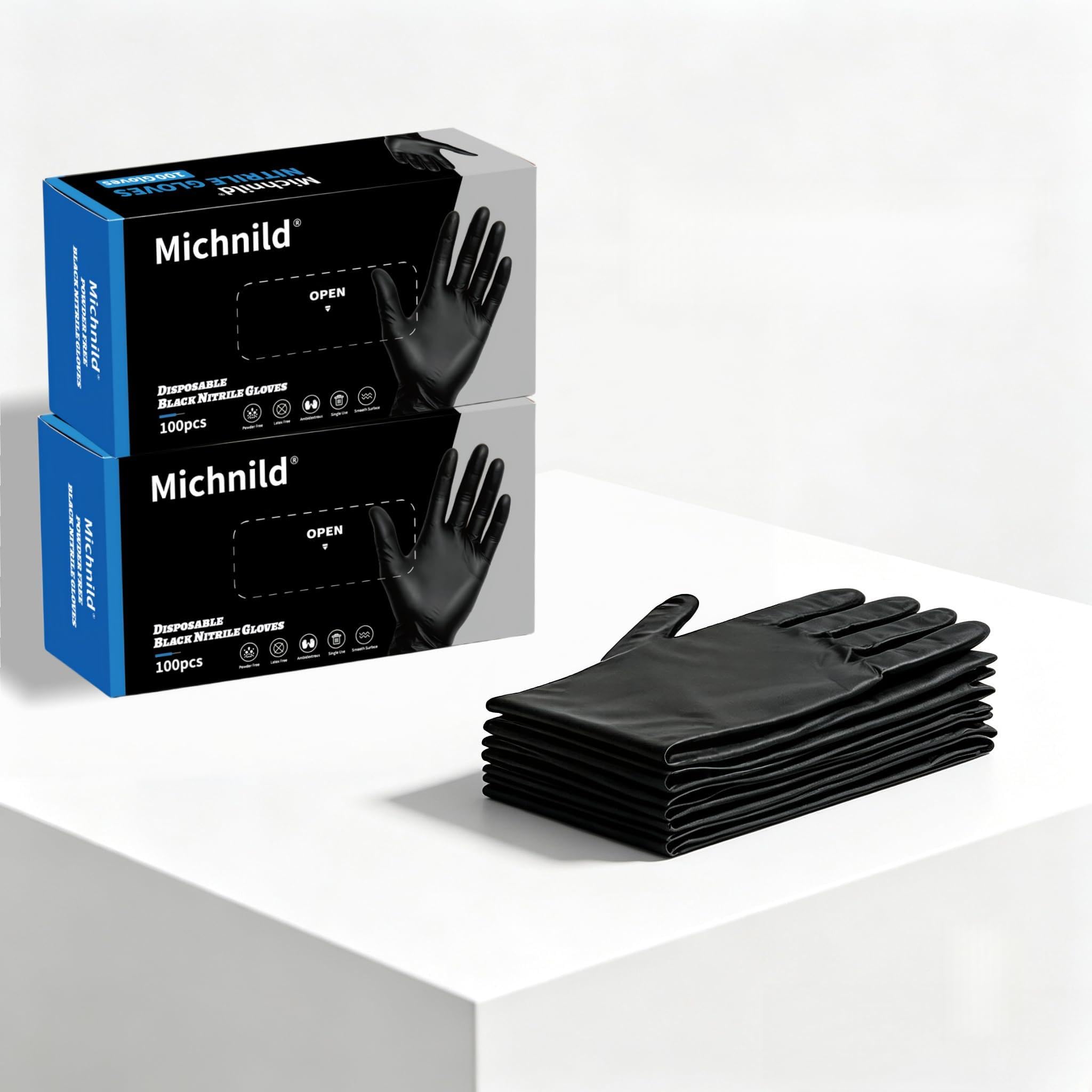 Flexible Black Nitrile Disposable Gloves - Powder Fre & Latex Free, deal for Kichen, Gardening, Hoby Activities,and General Household Cleaning - Avalablein50/100/200 Count Packs