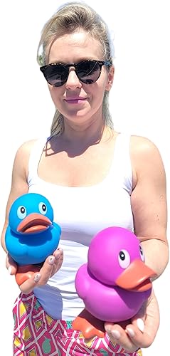 Miniatura 3 de Patos de goma grandes de 5.5 pulgadas de alto (pato púrpura) coleccionables coloridos patos ideales para exhibir el tablero y jugar en el baño
