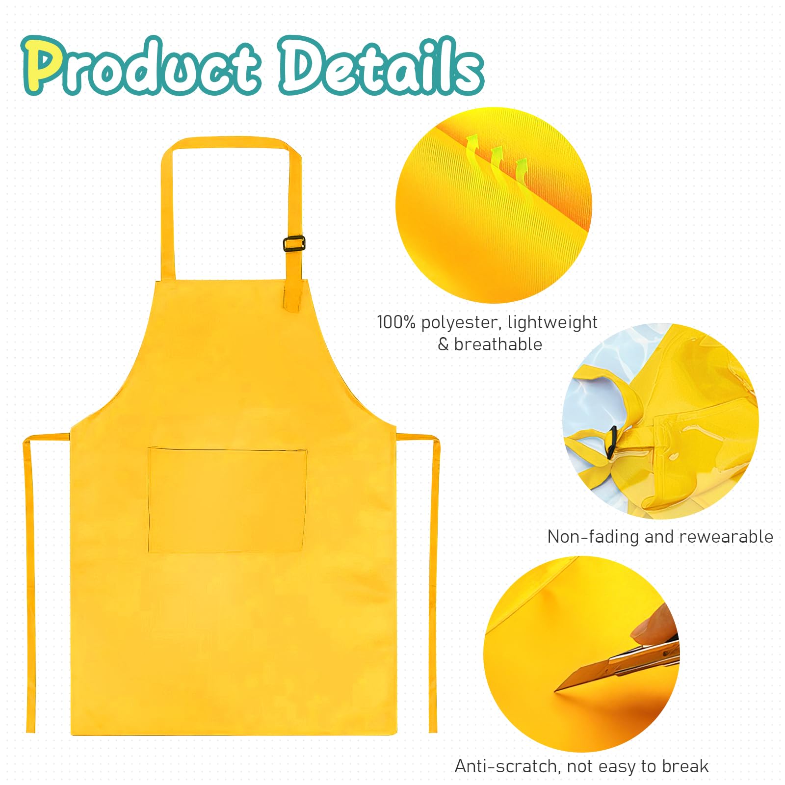 ASMIZ 20 pack Cooking Apron and Hat for Kids Bulk Children Aprons for Baking set Adjustable Cooking Art Apron with Pocketed for Boys Girl's Kitchen Baking Painting Wear (7-13 Age) - Image 3