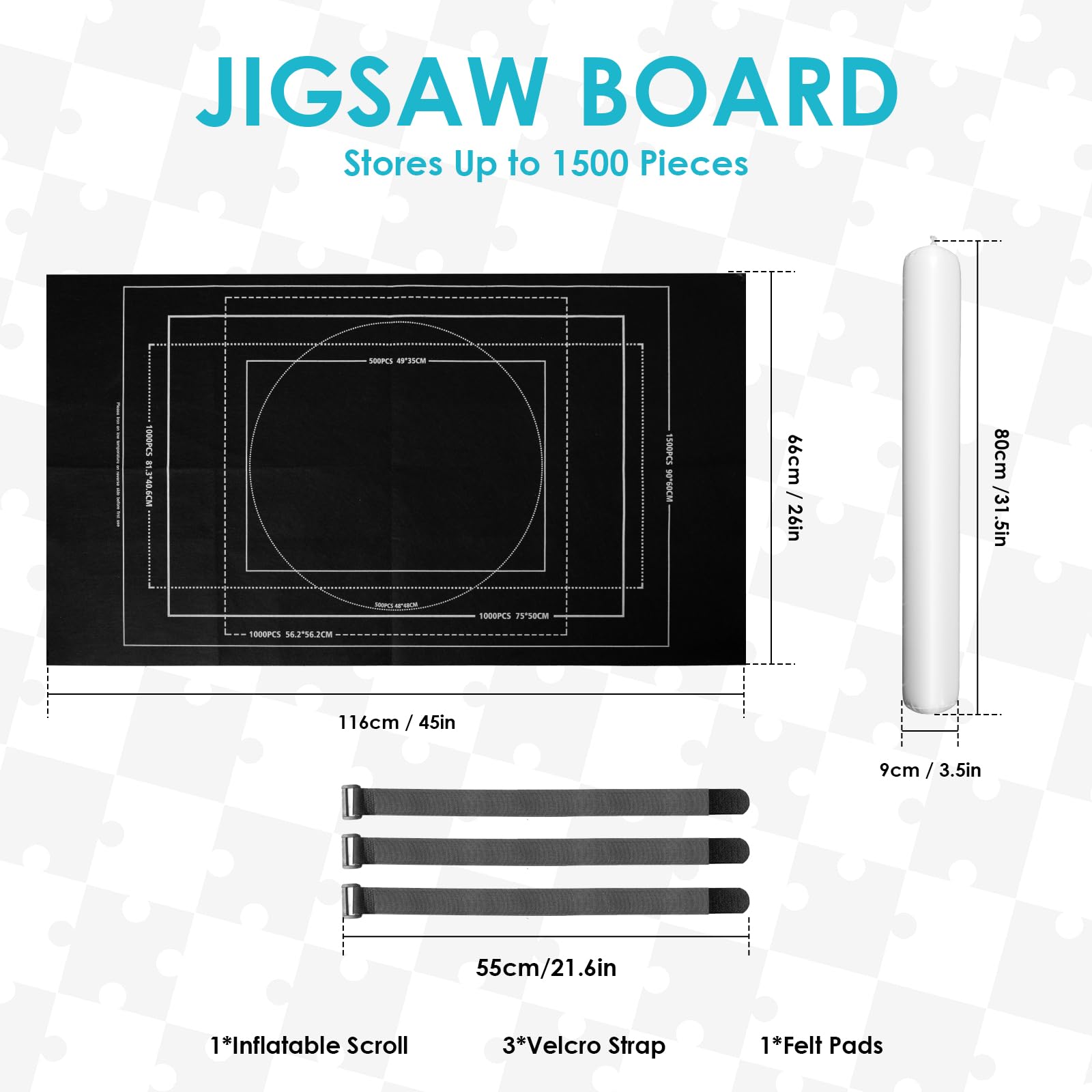 Puzzle Boards Portable Foldable, Jigsaw Mat Roll with Auxiliary Lines for Jigsaw Puzzle Enthusiasts,1500 Pieces Puzzles Storage - Image 2