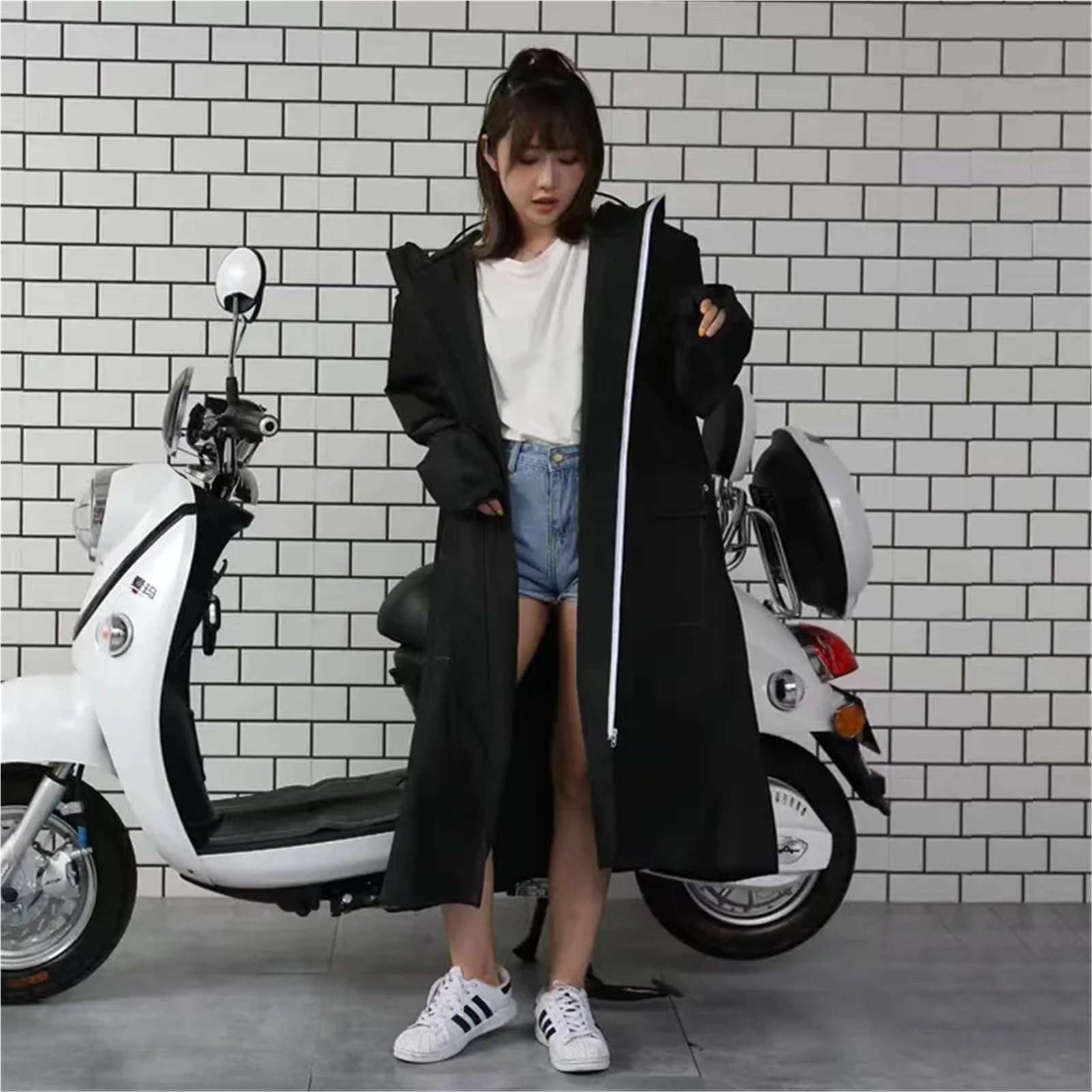 Poncho Antipioggia Impermeabile lungo tutto in uno con poncho impermeabile a doppia tesa for passeggiate, ciclismo e zaino in spalla