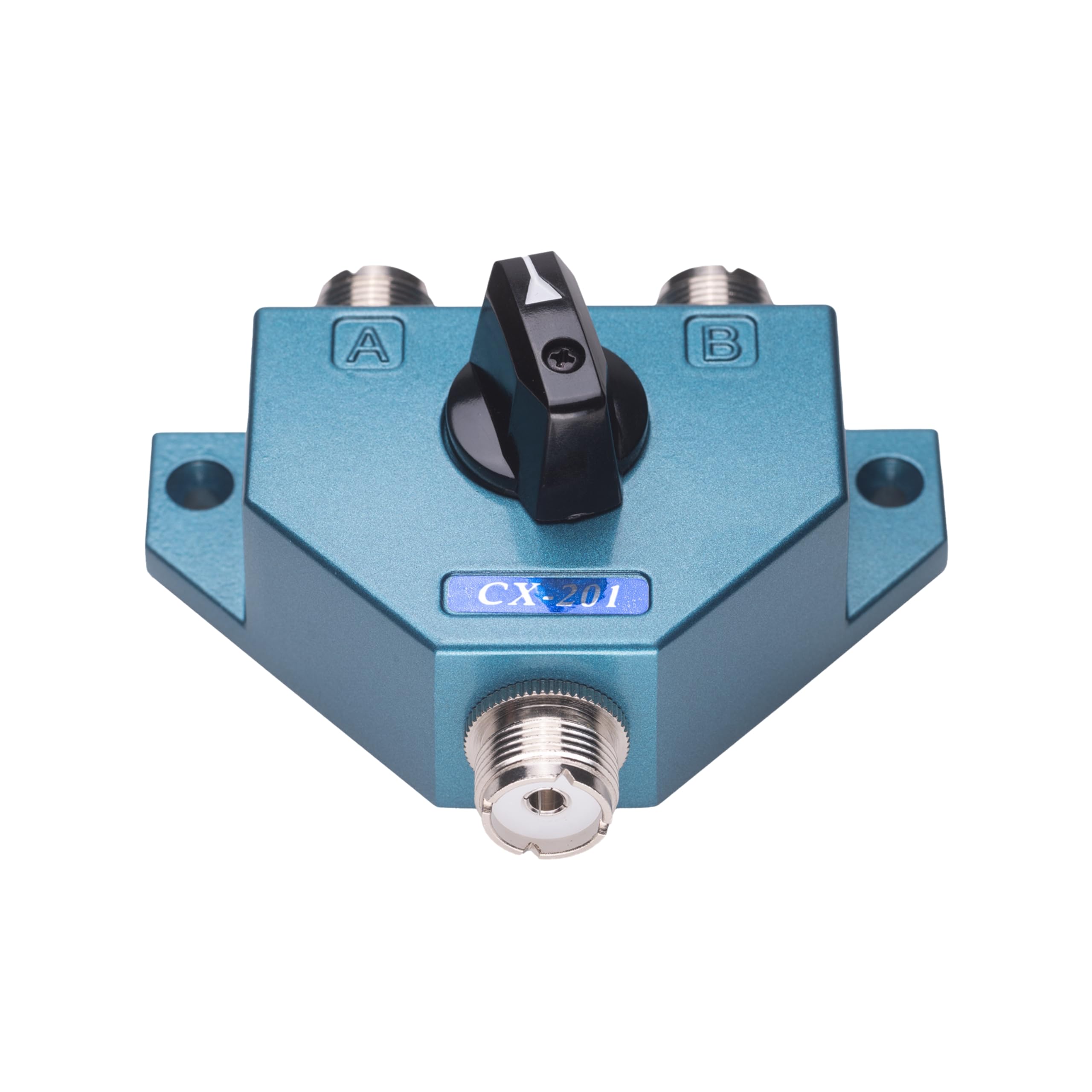 Albrecht CX 201 2-Wege PL Antennenumschalter 7401, ideal für CB Funk/Amateurfunk, Metallgehäuse, Koaxialsplitter für 2 Funkantennen mit PL-Stecker
