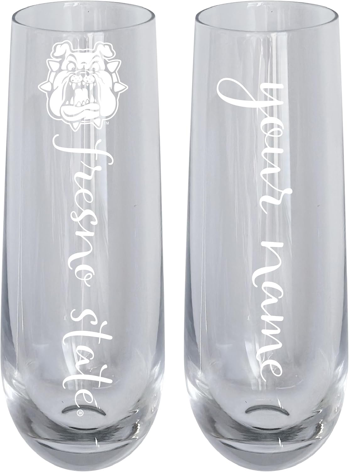 Copa de Champagne Fresno State Bulldogs Personalizable 10 oz - Vidrio