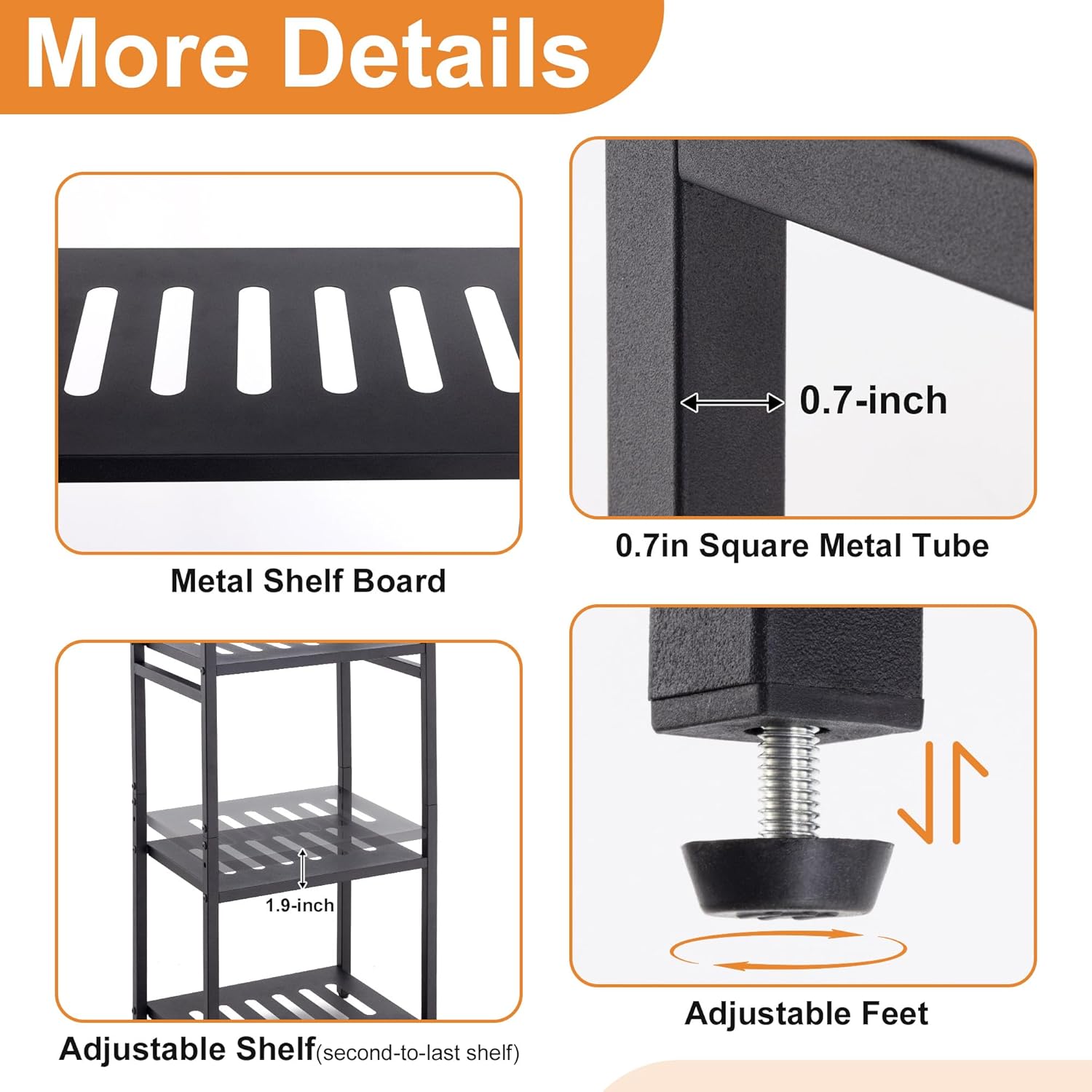 Aquzee 5-Tier Bathroom Shelf, Tall Towel Storage Rack for Bathroom, Standing Shelving Metal Units, Height Adjustable Shlef Display Rack for Laundry Bathroom Kitchen, 15.75”W x 11.81”D x 47.24”H