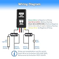 Vista 5 de Wsays Interruptor de botón doble con luz de fondo LED para barra de luces y luces puntuales de 12 V, interruptor de botón de doble luz de fondo