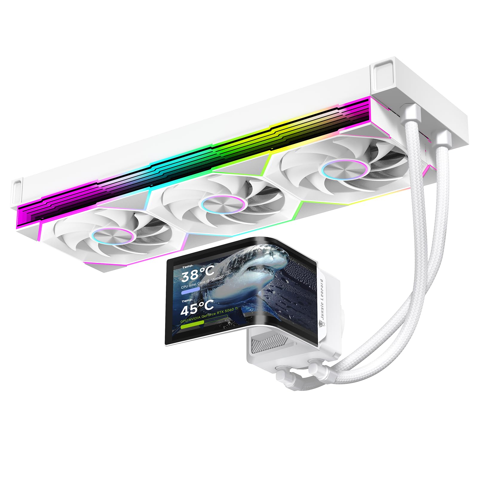 TZMRIT CA360 ARGB 360mm AIO Drehbar 6.67 '' AMOLED Gebogener Bildschirm 3D Anamorphe Wirkung Anpassbar AIO Wasserkühlung 360mm, 320w TDP, für Intel LGA 1851/1700 AMD AM5/AM4 (White)