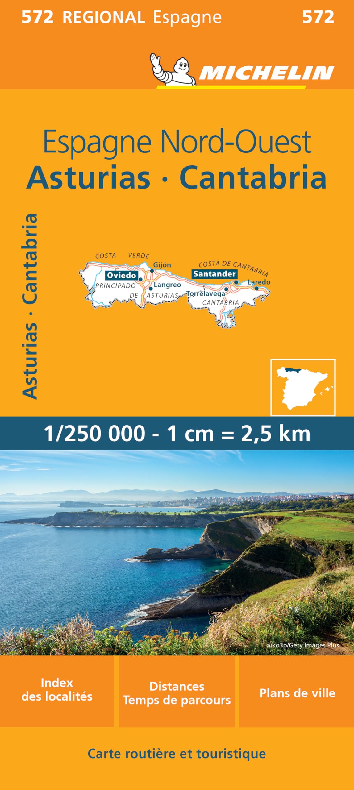 Asturias / Cantabria (572): Wegenkaart Schaal 1 : 250.000 (Regionale kaarten Michelin)