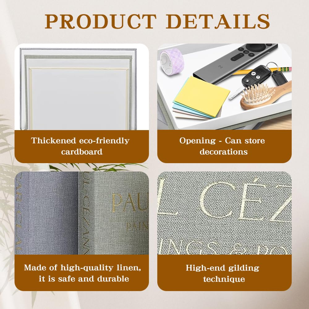 3 Pezzi Libri Decorativi Arredamento, Set di Libri Finti Decorativi Design, Libris Finti in Lino Scatola Portaoggetti con Chiusura Magnetica, Impilabile Libri Falsi per Casa Home Decor