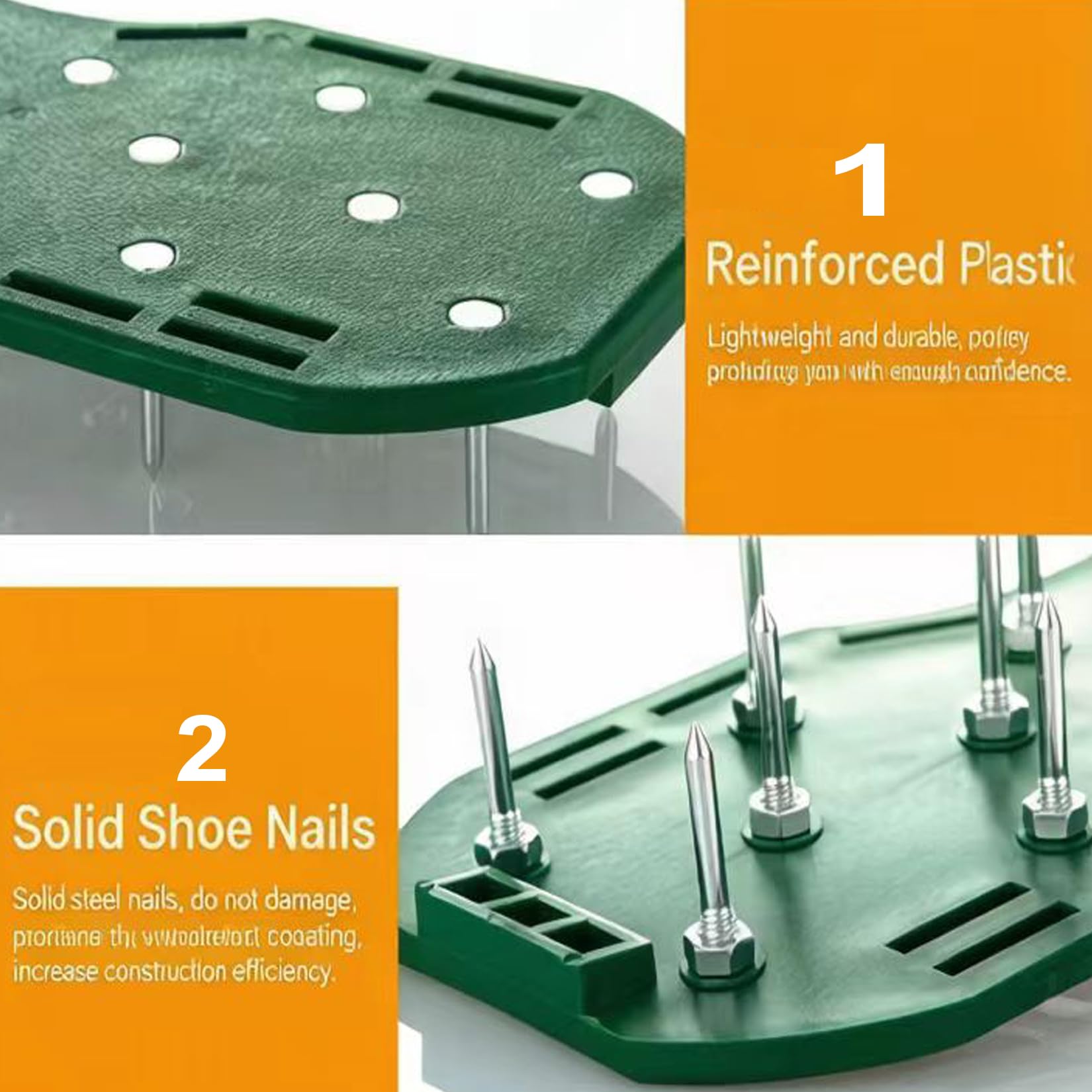 Markeny Rasenbelüfter-Schuhe, Spikes, ideal einfach zu montieren, strapazierfähig, 4 verstellbare Riemen, Yard Rasen-Boden-Sandalen, Grün (1 Paar)