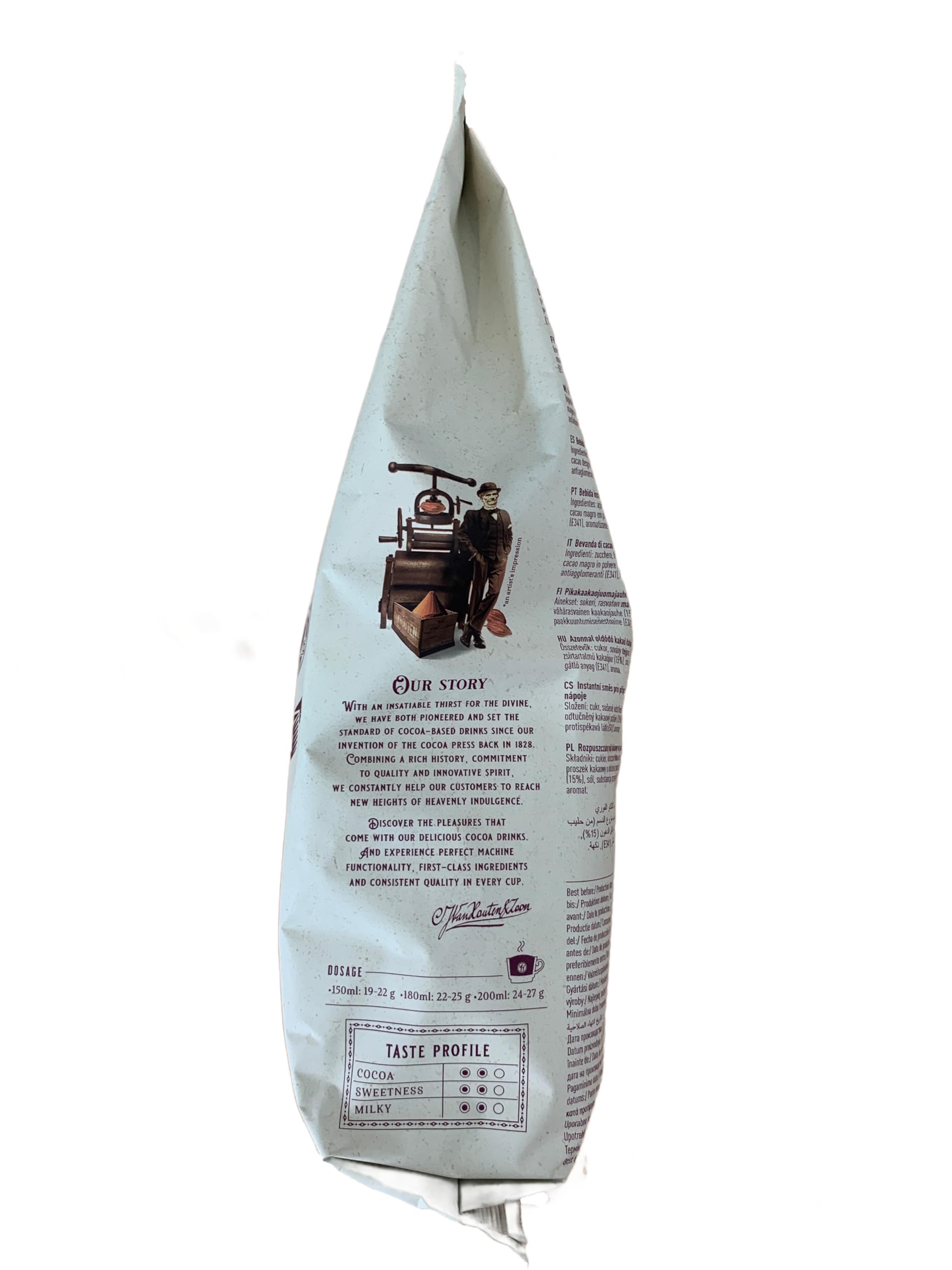 Poudre de Chocolat Van Houten H1-15% Cacao, Boisson Chocolatée Instantanée, Paquet de 1kg