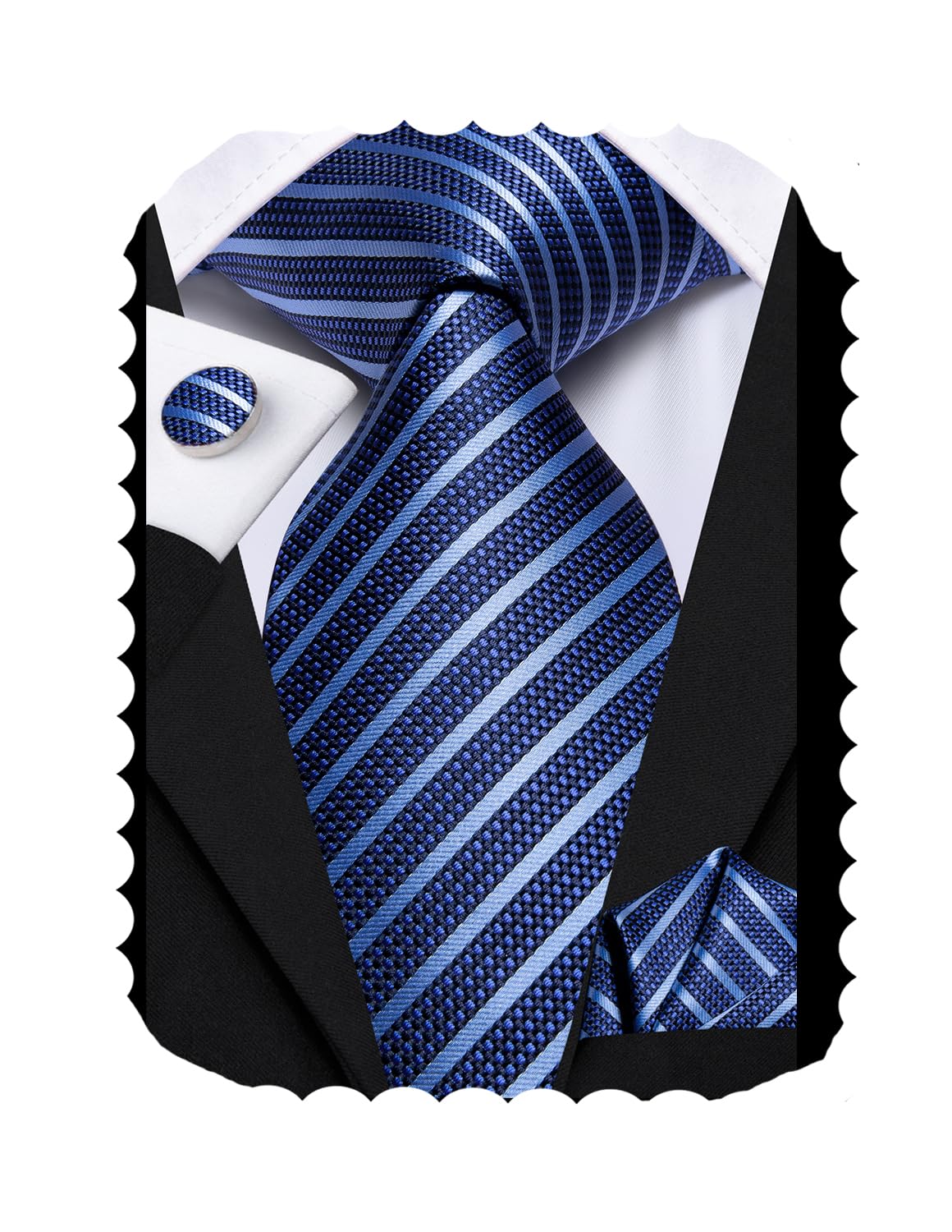 Hi-Tie 63" 70" Ties for Men Silk Extra Long Mens Ties Set and Pocket Square Cufflinks Paisley Necktie Business Wedding