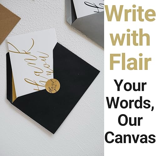 Miniatura 2 de Tarjetas de agradecimiento con sobres, paquete de 120 unidades de lujo, interiores con estampado de lámina dorada y calcomanías a juego, más de 64