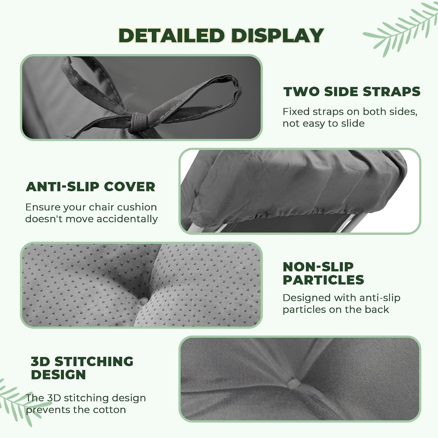 76 x 22 x 4.7 Waterproof Chaise Lounge Chair Cushion Outdoor Gray thumbnail