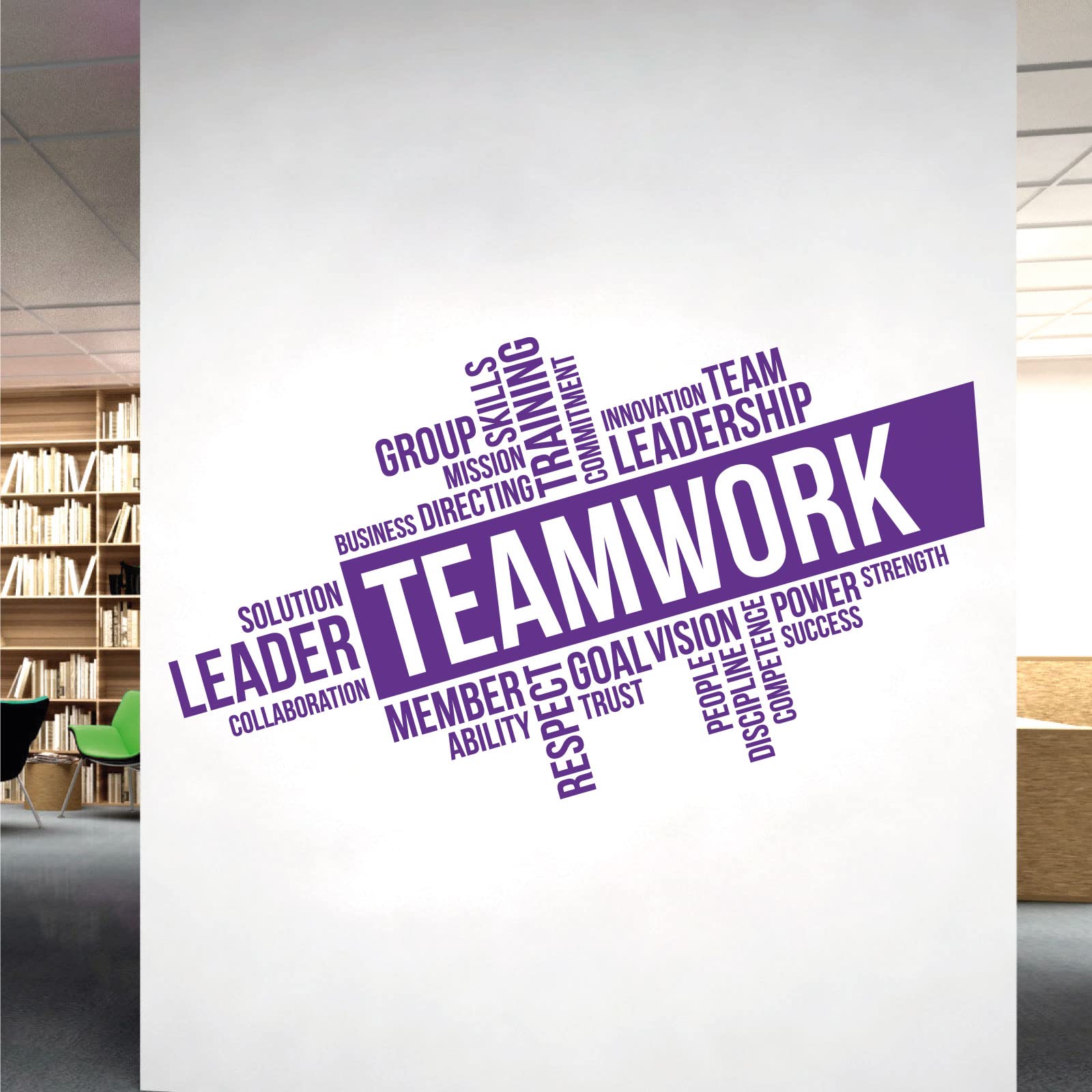 Corporate Wall Art Sticker - Teamwork, Leadership, Training, Skills Goal, Respect... - Company Office, Conference Room [XLarge] [Purple]