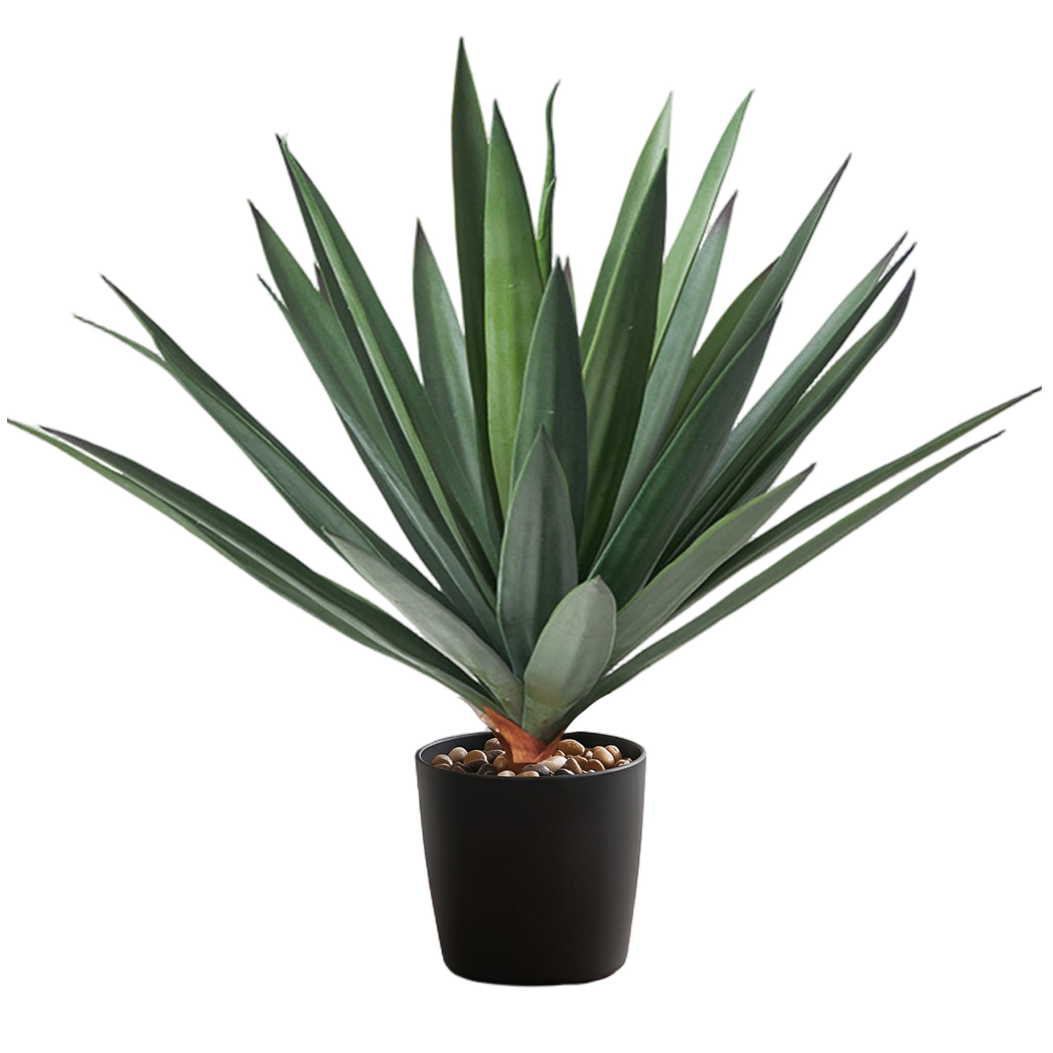 Bemonew Artificial Agave Plant, 16 Inch Faux Agave Plant Outdoor with 33 Textured Leaves Low-Maintenance Succulent for Indoor & Outdoor