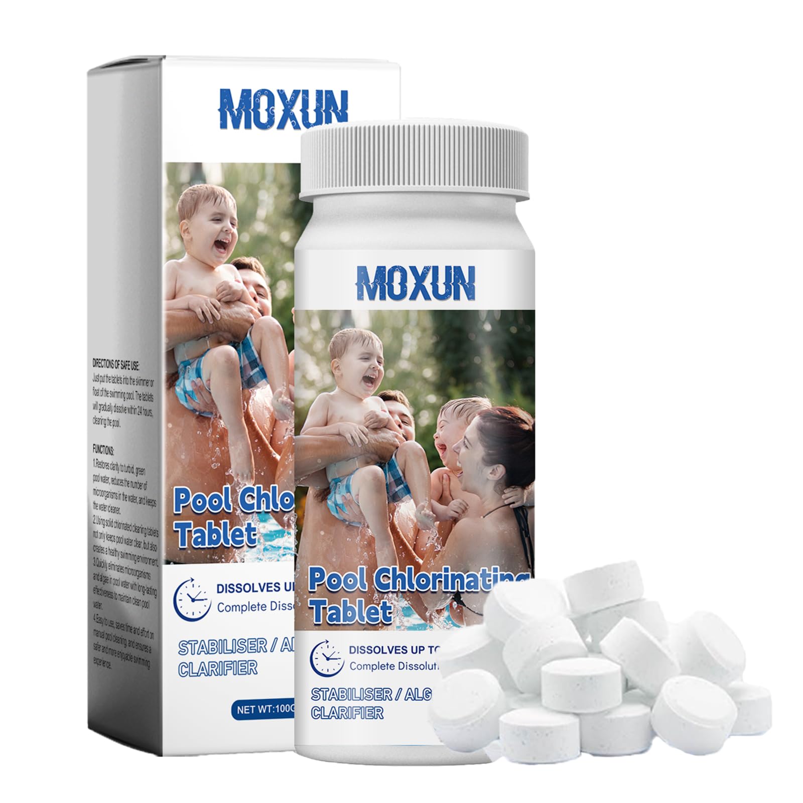 100PCS Chlorine Tablets for Hot Tub Multifunctional Chlorine Tablets