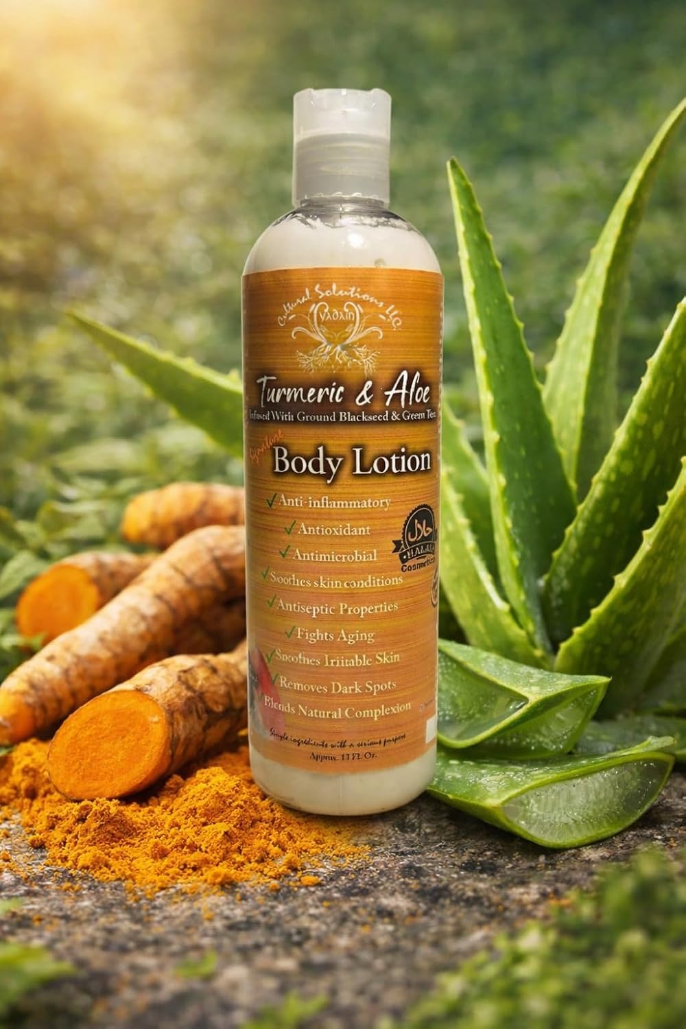 Turmeric & Aloe Body Lotion with Blackseed & Green Tea, Antioxidant, Natural Complexion, 13.3 Fl Oz - Image 2