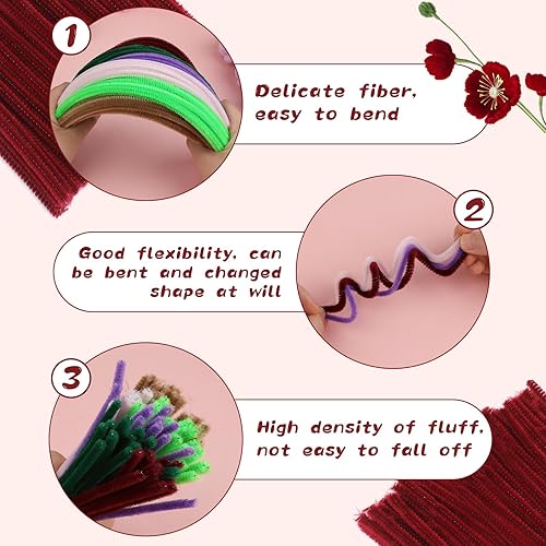 Vista 40 de 100 limpiapipas, limpiapipas para manualidades, creativos para hacer flores, tallos de chenilla, limpiadores de tuberías, flores, suministros