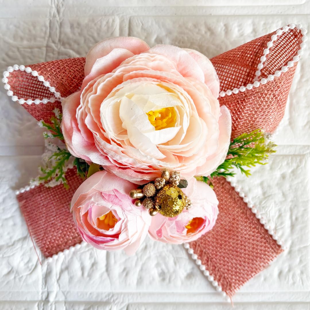 Craft Shop India Handmade Artificial Big Peonies 3 Flower Bunch for Trousseau Packing, Ready to use Flower Brooch Hamper for Decoration, Gift Wrapping Flowers (3, Pink D2) 3