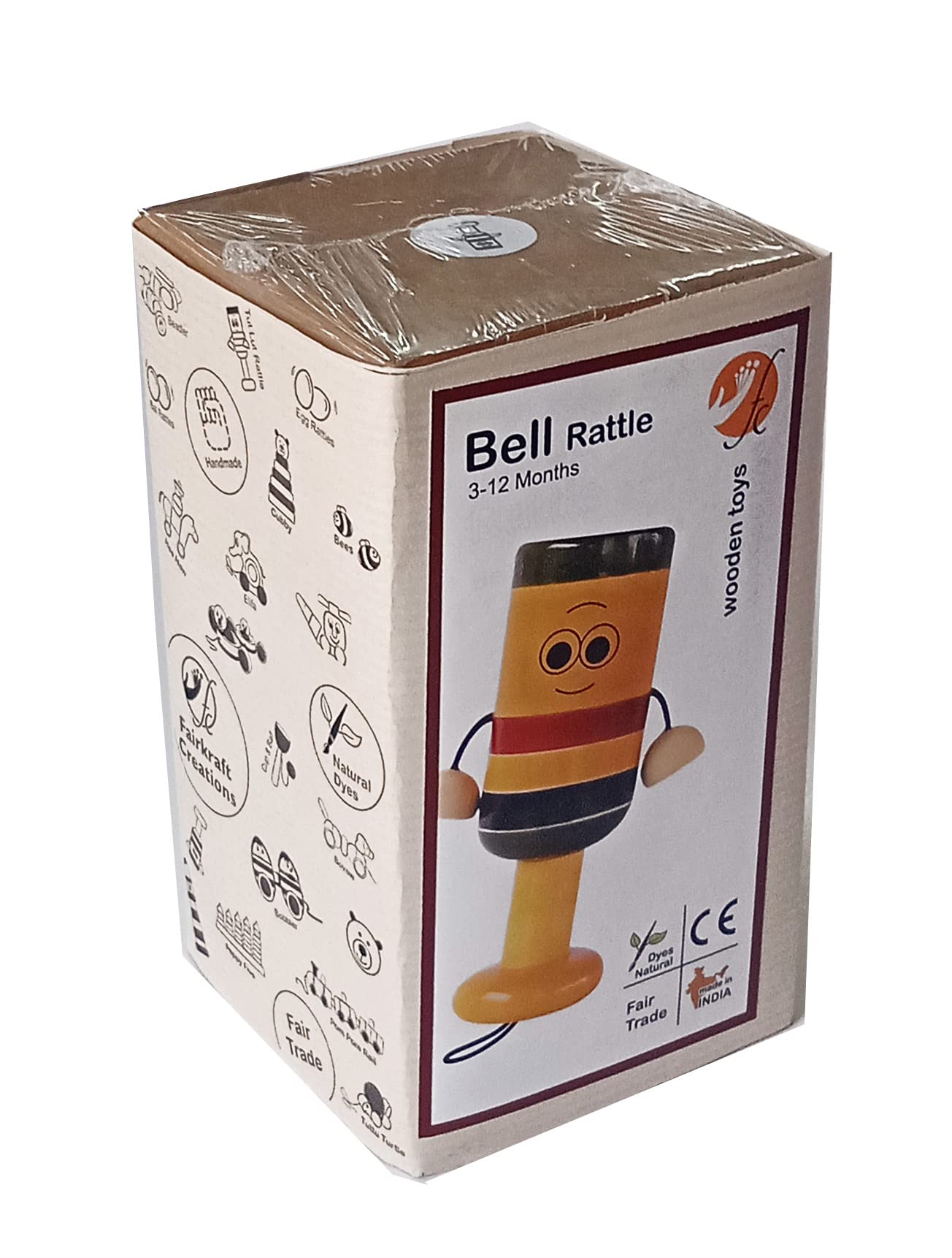 Maya Organic Handcrafted Wooden Toy : Bell Rattle for 0-12 Months Baby - Image 5 thumbnail